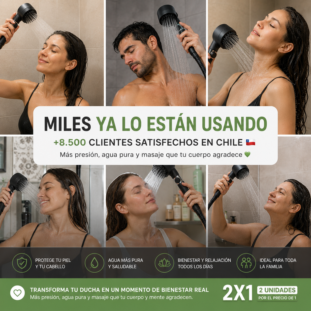 SPA Pro™ | Pack 2 Unidades Cabezal de Ducha Masajeador con Filtro