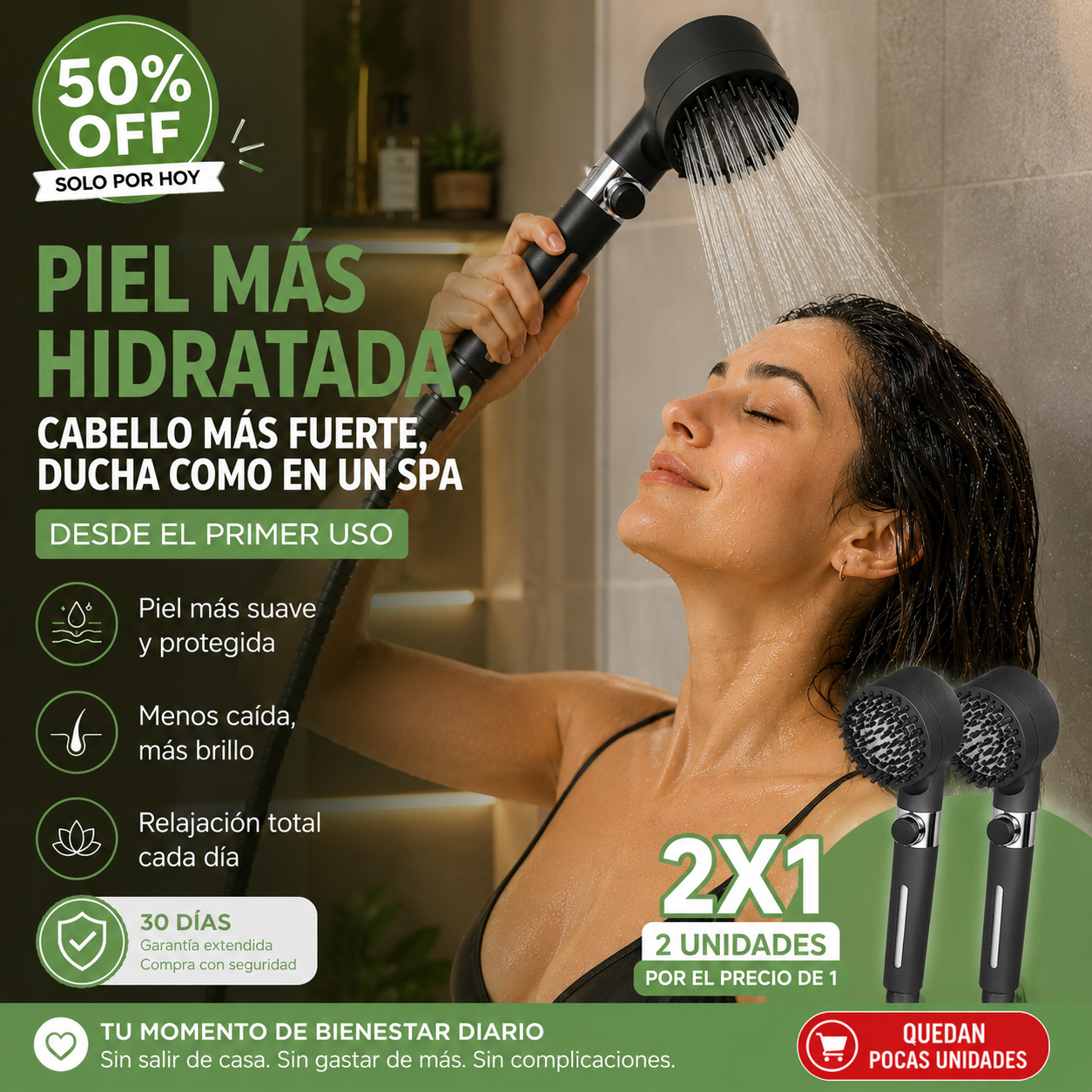 SPA Pro™ | Pack 2 Unidades Cabezal de Ducha Masajeador con Filtro