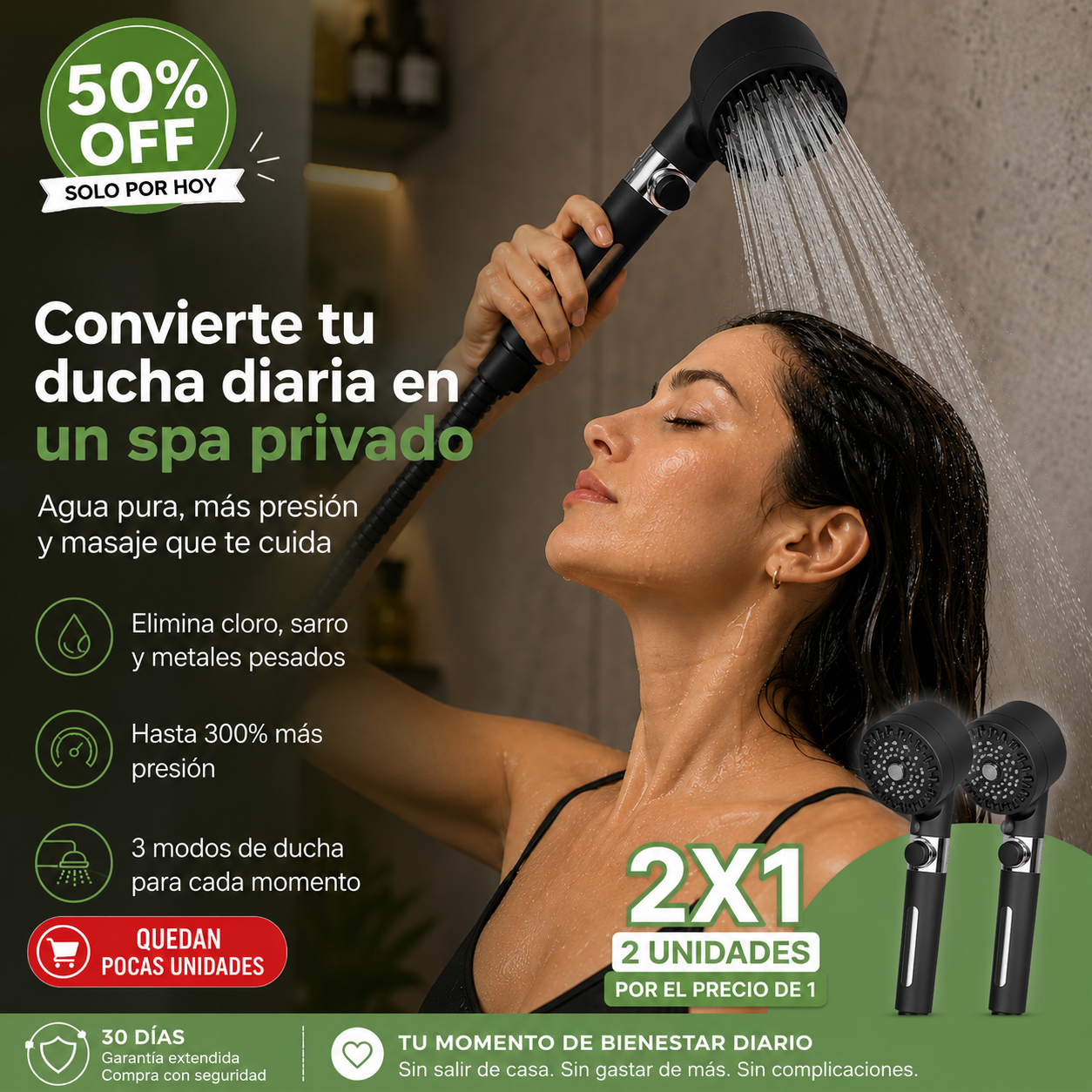 SPA Pro™ | Pack 2 Unidades Cabezal de Ducha Masajeador con Filtro