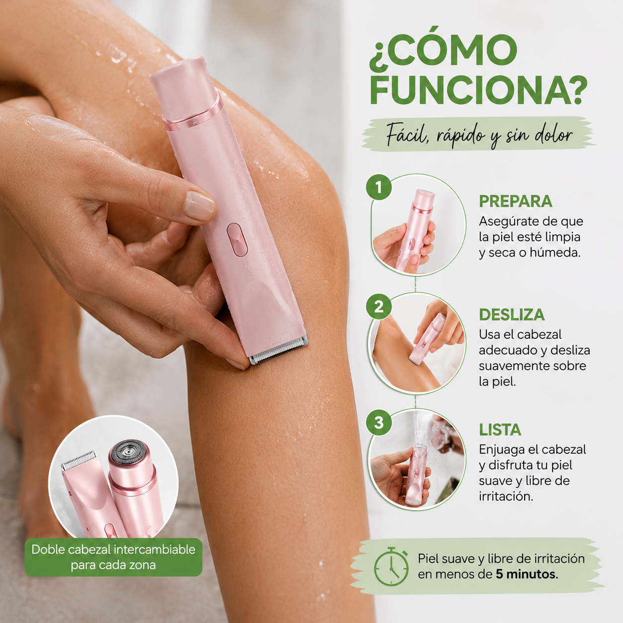DúoSuave™ - Depiladora íntima 2 en 1 sin dolor ni irritación