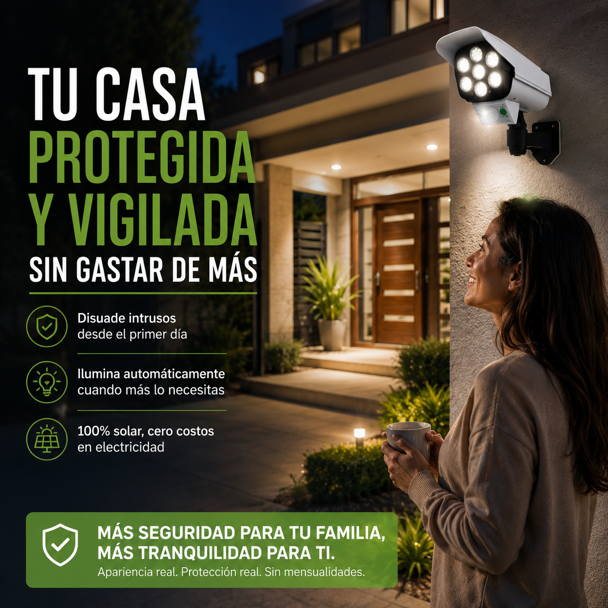 LumiSeg™ - Foco Solar Tipo Cámara 2 Unidades