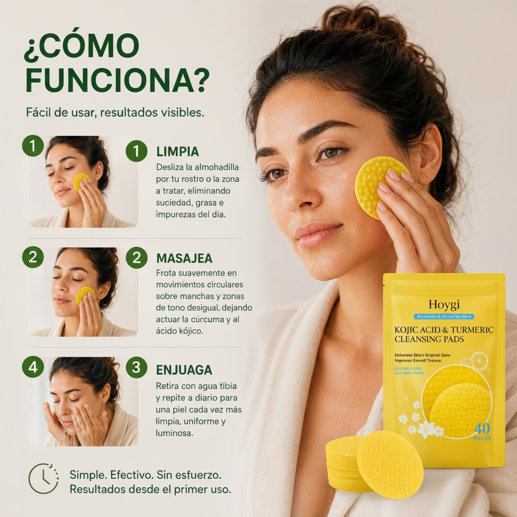 KojiGlow™ | Almohadillas Exfoliantes de Cúrcuma y Ácido Kójico