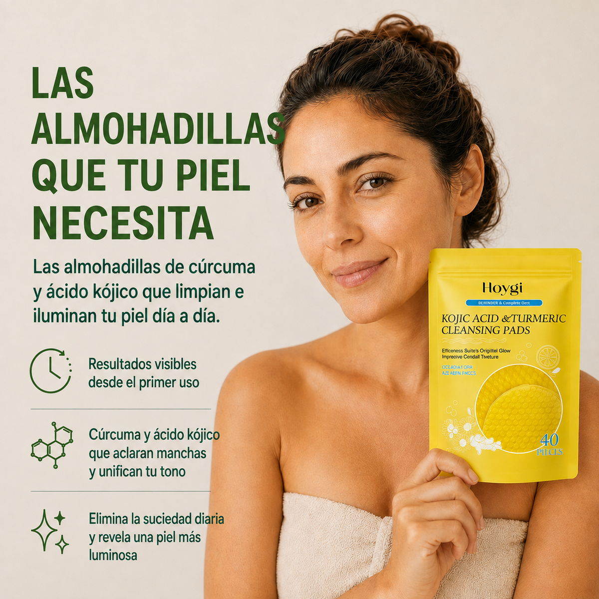 KojiGlow™ | Almohadillas Exfoliantes de Cúrcuma y Ácido Kójico