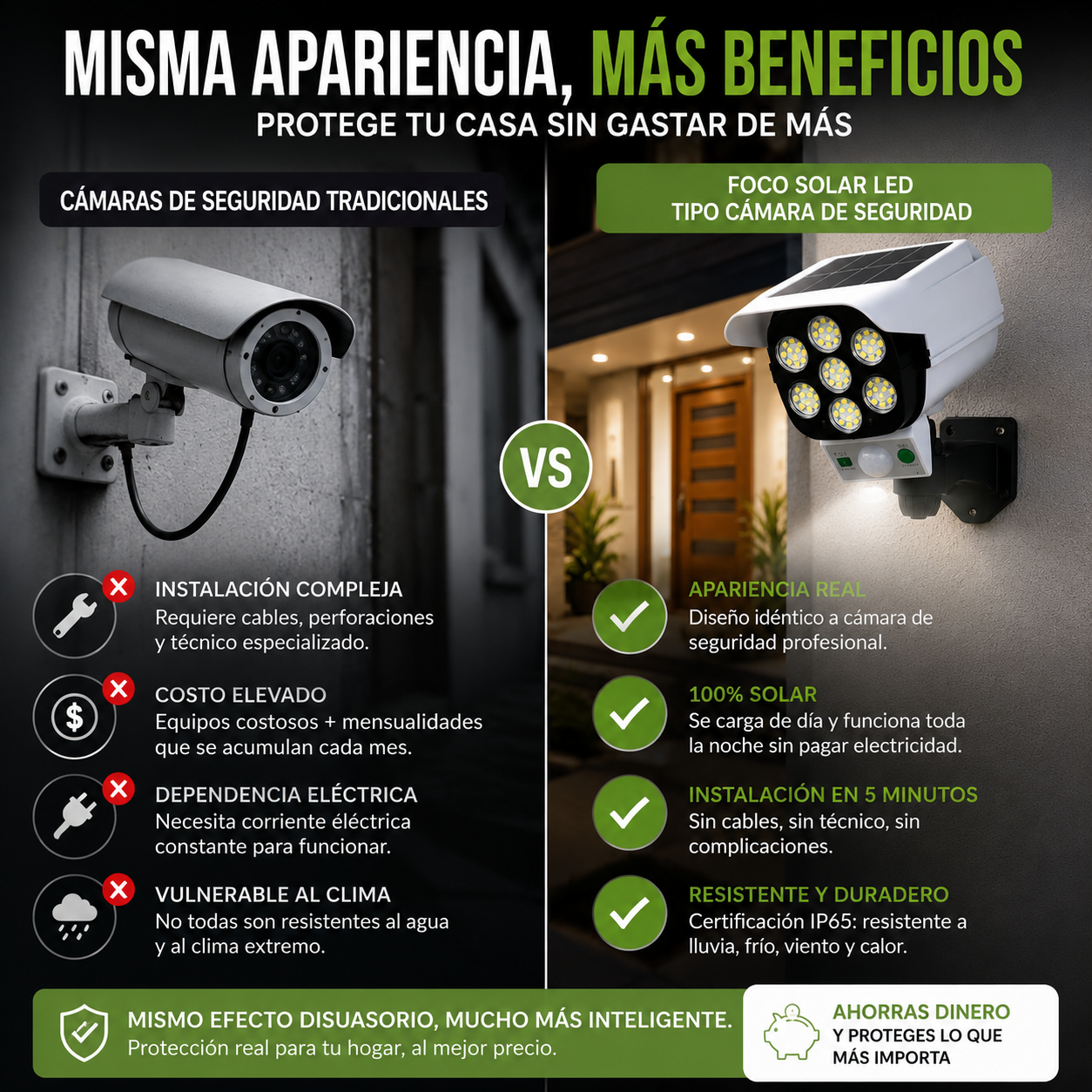 LumiSeg™ - Foco Solar Tipo Cámara 2 Unidades