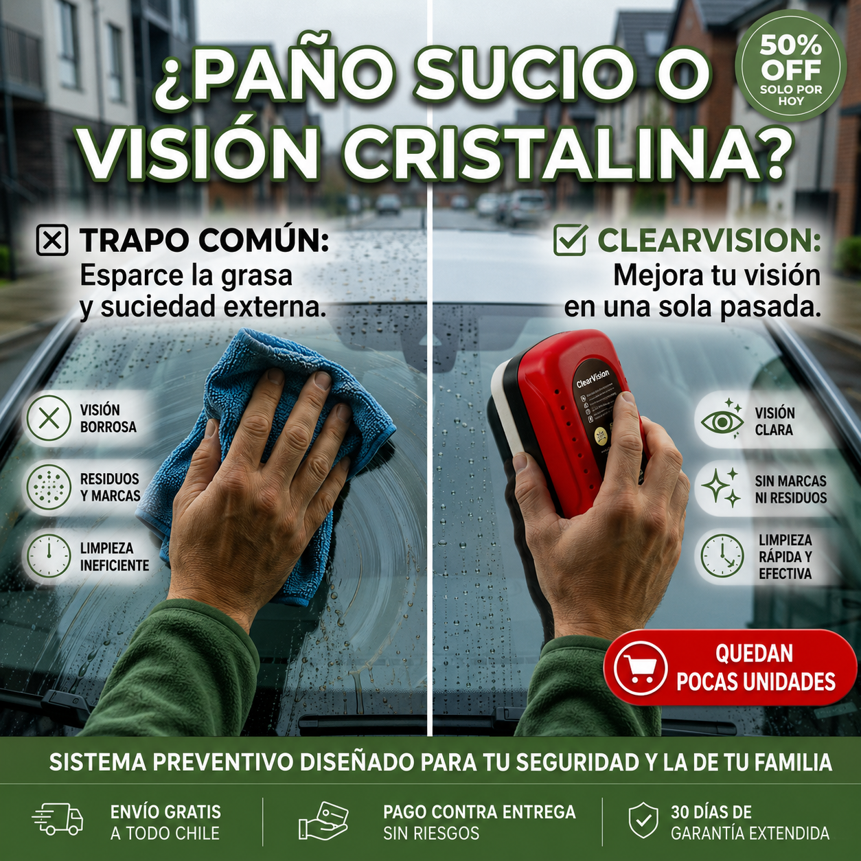 ClearVision™ - Cepillo Anti Empañe 2x1