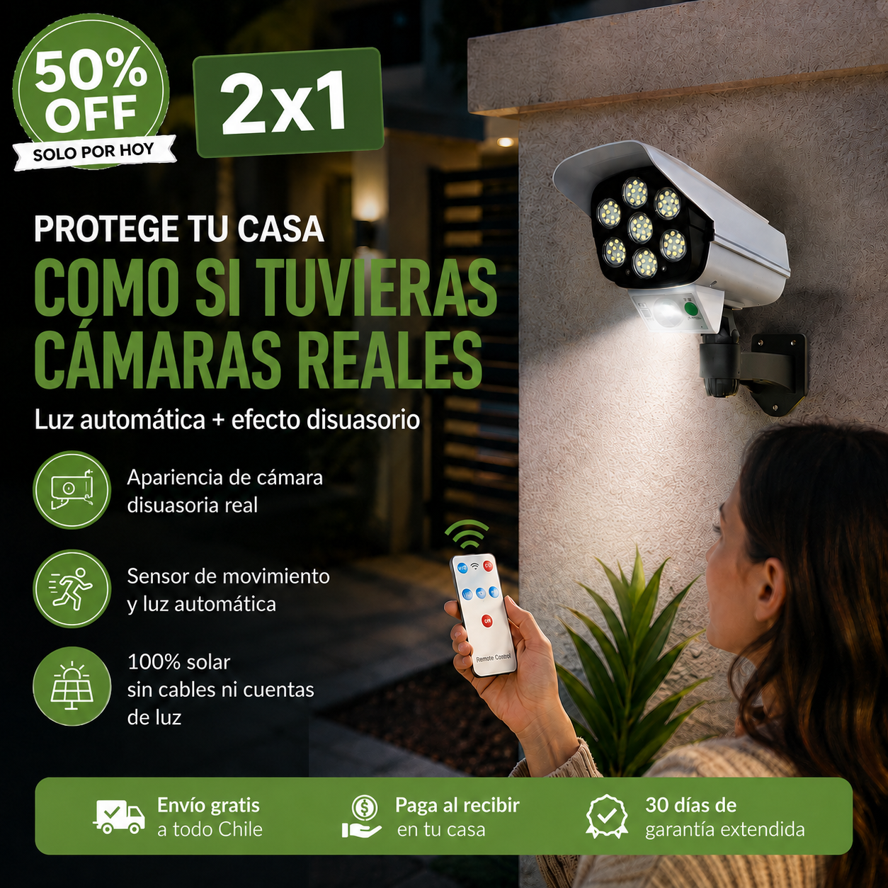 LumiSeg™ - Foco Solar Tipo Cámara 2 Unidades